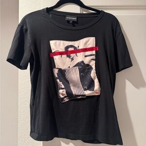 Emporio Armani Black Tee with Red Graphic